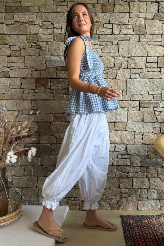 Nonni Gingham Bandeau Cami Denim